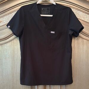 Figs Black Crew Neck scrub top